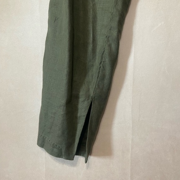 Level 99 green straight leg women's 26 linen blend trouser pants EUC - Picture 6 of 7